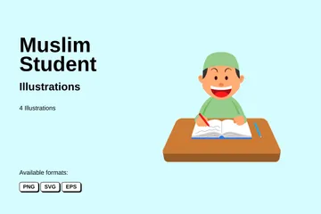 Muslimischer Student Illustrationspack