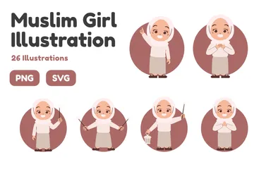 Muslimisches Mädchen Illustrationspack