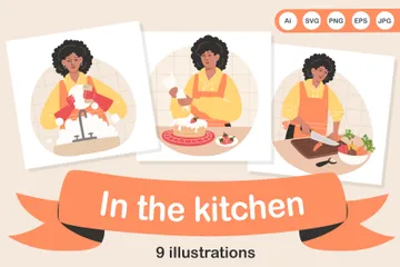 Na cozinha Pacote de Ilustrações