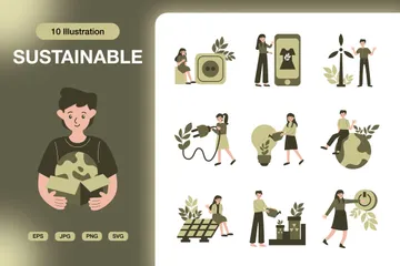 Nachhaltig Illustrationspack
