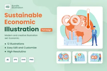 Nachhaltiges Wirtschaften Illustrationspack