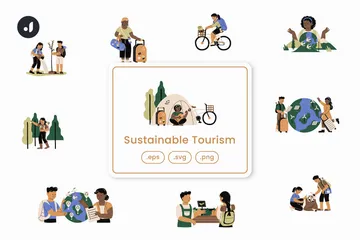 Nachhaltigen Tourismus Illustrationspack