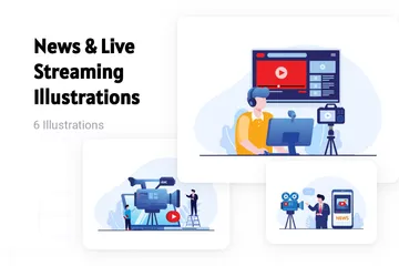 Nachrichten und Live-Streaming Illustrationspack