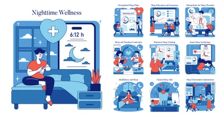 Wellness am Abend Illustrationspack