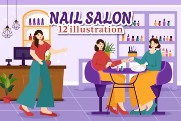 Nagellack-Salon Illustrationspack