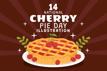 National Cherry Pie Day Illustration Pack