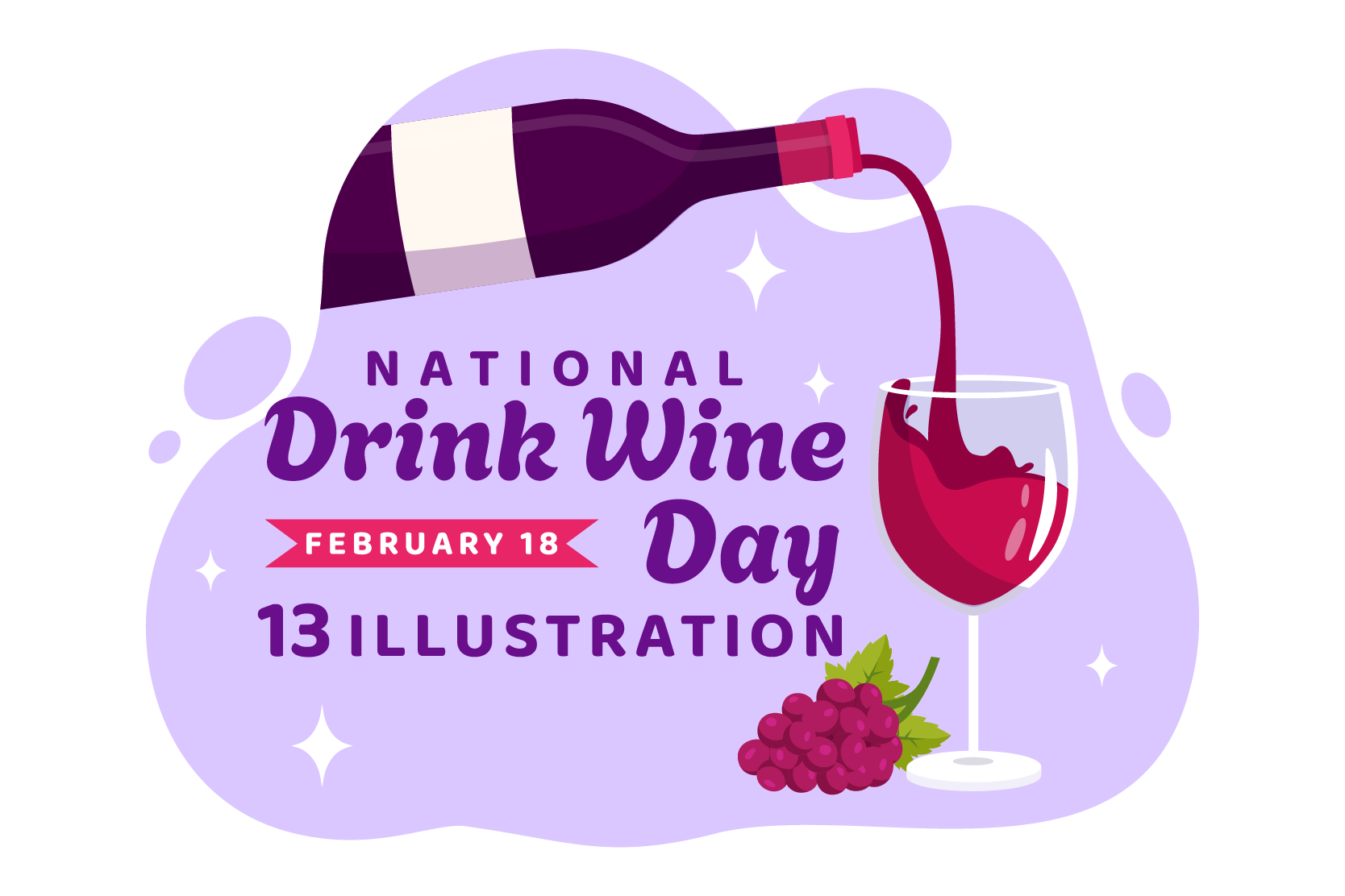 Premium National Drink Wine Day Illustration pack from Food & Drink