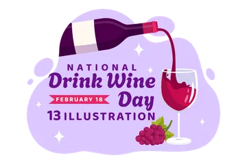 National Drink Wine Day Illustration Pack