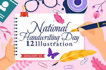 National Handwriting Day Illustration Pack