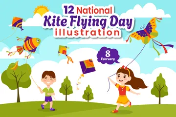 National Kite Flying Day Illustration Pack