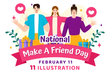 National Make A Friend Day Illustration Pack