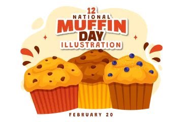 National Muffin Day Illustration Pack