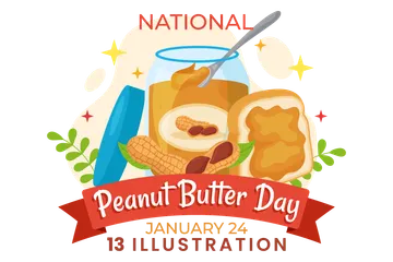 National Peanut Butter Day Illustration Pack