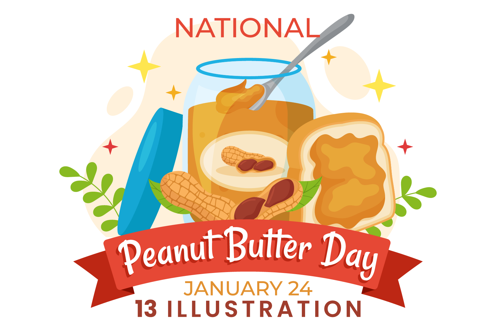 National Peanut Butter Day Illustration Pack 12 Free Download Food & Drink Illustrations