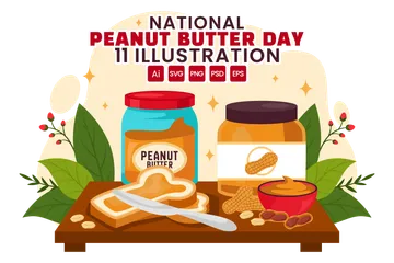 National Peanut Butter Day Illustration Pack