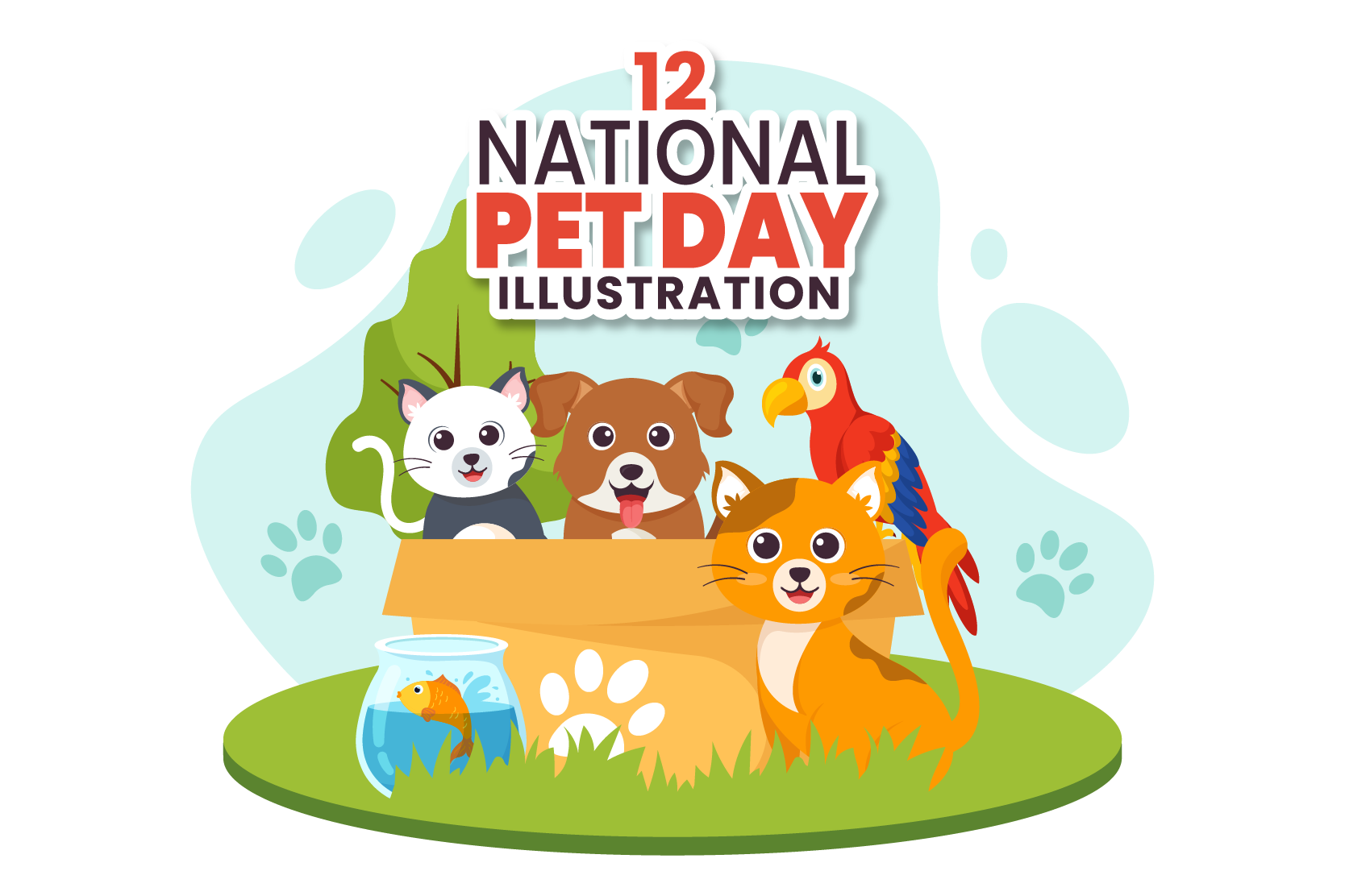 National Pet Day Illustration Pack 12 Animal Illustrations IconScout