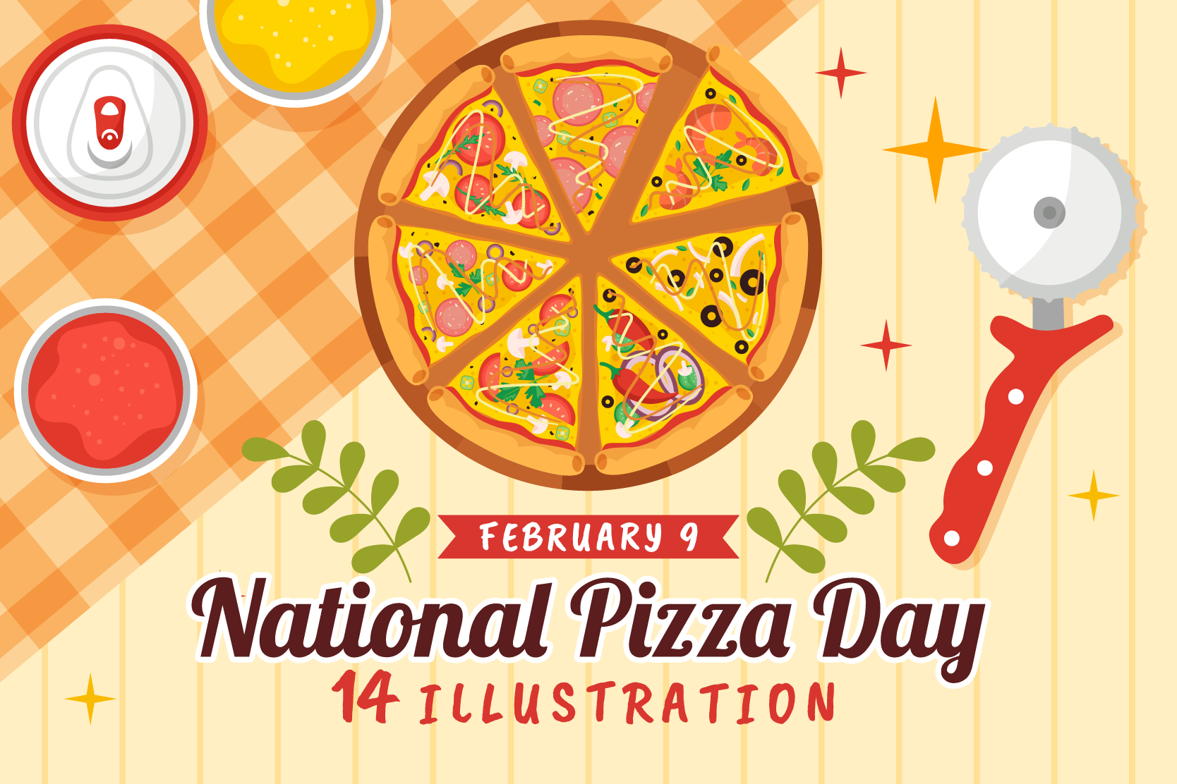 National Pizza Day Illustration Pack - 14 Free Download Food & Drink ...