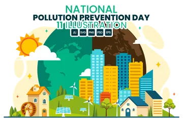 National Pollution Prevention Day Illustration Pack