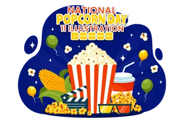 National Popcorn Day Illustration Pack