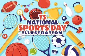 National Sports Day Illustration Pack