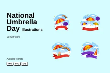 National Umbrella Day Illustration Pack