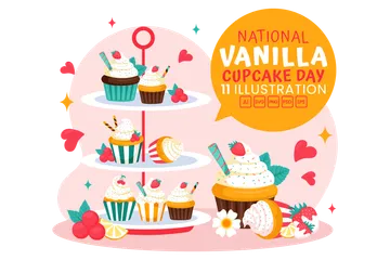 National Vanilla Cupcake Day Illustration Pack