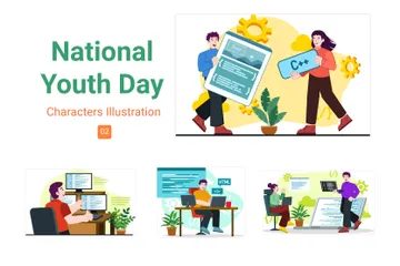 National Youth Day Illustration Pack