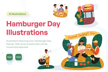 Nationaler Hamburger-Tag Illustrationspack