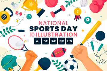 Illustration zum Nationalen Sporttag Illustrationspack
