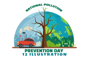Nationaler Tag der Vermeidung von Umweltverschmutzung Illustrationspack