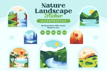 Paisaje de la naturaleza Paquete de Ilustraciones