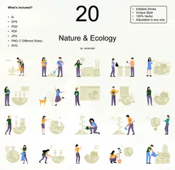 Natureza e Ecologia Pacote de Ilustrações