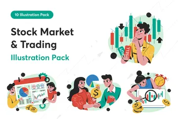Mercado de valores y negociación Paquete de Ilustraciones