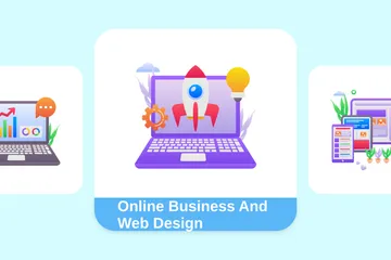 Negócios Online e Web Design Pacote de Ilustrações