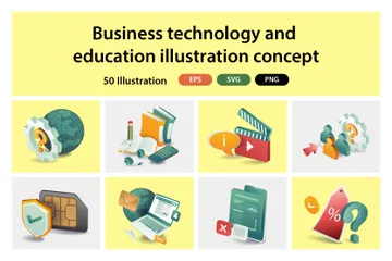 Tecnologia Empresarial e Educação Pacote de Ilustrações