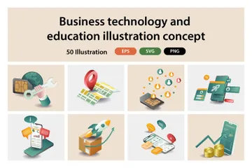 Tecnologia Empresarial e Educação Pacote de Ilustrações