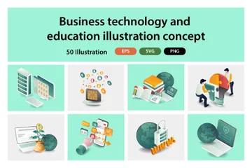 Tecnologia Empresarial e Educação Pacote de Ilustrações