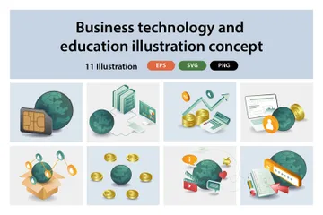 Tecnologia Empresarial e Educação Pacote de Ilustrações