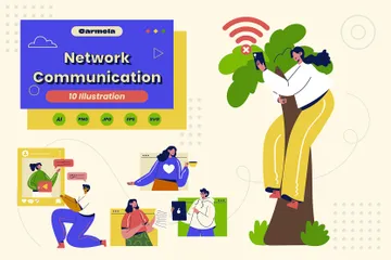 Network Communication Illustration Pack