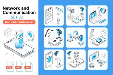 Netzwerk- und Kommunikationsset 02 Illustrationspack