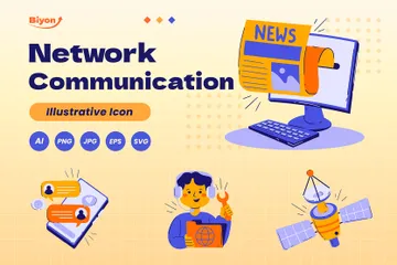 Netzwerk-Kommunikation Illustrationspack
