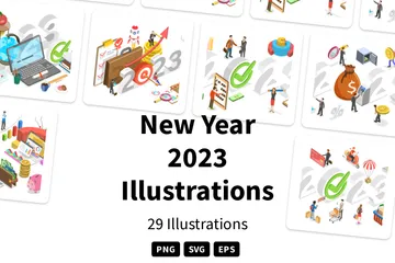 Neujahr 2023 Illustrationspack