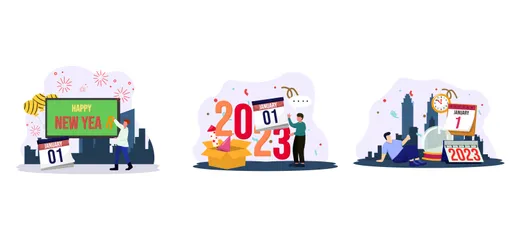 Neujahr 2023 Illustrationspack