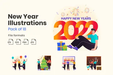 Neujahr Illustrationspack