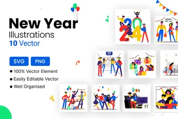 Neujahr Illustrationspack