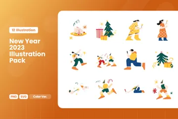 Menschen, die Neujahr feiern Illustrationspack