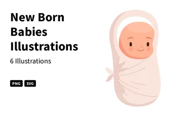 New Born Babies Illustration Pack