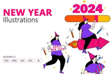 New Year 2024 Illustration Pack