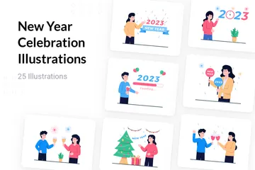 New Year Celebration Illustration Pack