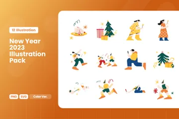 New Year Celebration People Illustration Pack